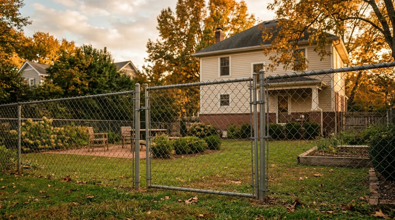 Galvanized chain link fence installed along a residential yard in Knoxville, Tennessee